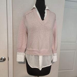 Classic V-Neck Women's Sweater in Light Pink